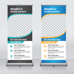 Wall Mural - Roll up banner design template, vertical, abstract background, pull up design, modern x-banner, rectangle size. 