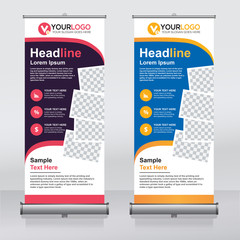 Wall Mural - Roll up banner design template, vertical, abstract background, pull up design, modern x-banner, rectangle size. 