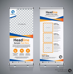 Wall Mural - Roll up banner design template, vertical, abstract background, pull up design, modern x-banner, rectangle size. 