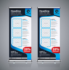 Wall Mural - Roll up banner design template, vertical, abstract background, pull up design, modern x-banner, rectangle size. 