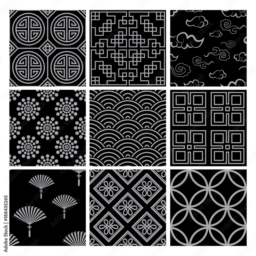 Chinese pattern set with traditional designs. Stock Vector | Adobe Stock