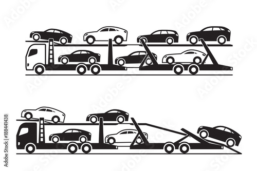 Cuadros en Lienzo Car transporter trucks - vector illustration