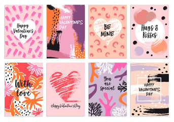 Valentine's day s card templates, vector set