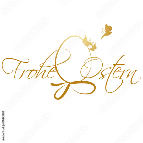 Frohe Ostern Goldener Schriftzug Mit Osterei Und Schmetterlingen Buy This Stock Vector And Explore Similar Vectors At Adobe Stock Adobe Stock