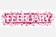 February Single Word With Hearts Banner Vector Illustration 1