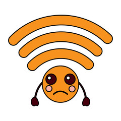 cartoon wifi internet signal kawaii character vector illustration  