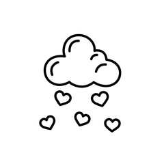 Wall Mural - cloud and rain of hearts thin line black icon