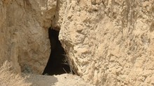 Close Up Of A Cave Entrance In The Hills At Qumran , Israel Where The Dead Sea Scrolls Were Discovered