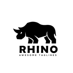 Wall Mural - rhino logo vector, rhinoceros logo monochrome color business template, rhinos logo for sport club or