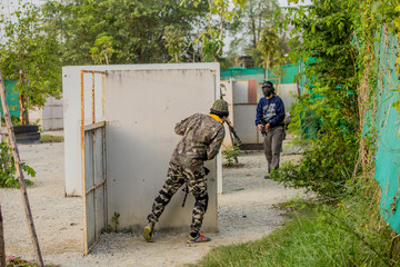 Wall Mural - airsoft guns player, Thailand