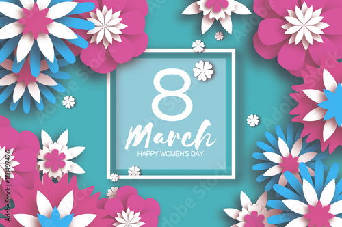 8 March Happy Womens Mothers Day Floral Greeting Card