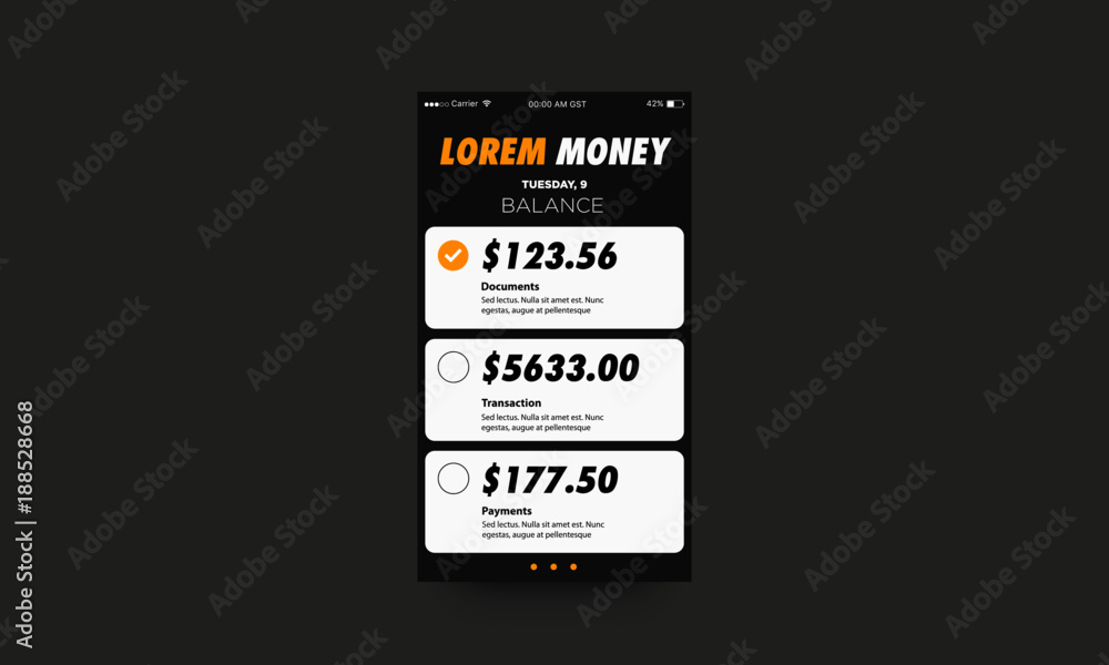 Money Checklist App UX UI Design Stock Vector | Adobe Stock