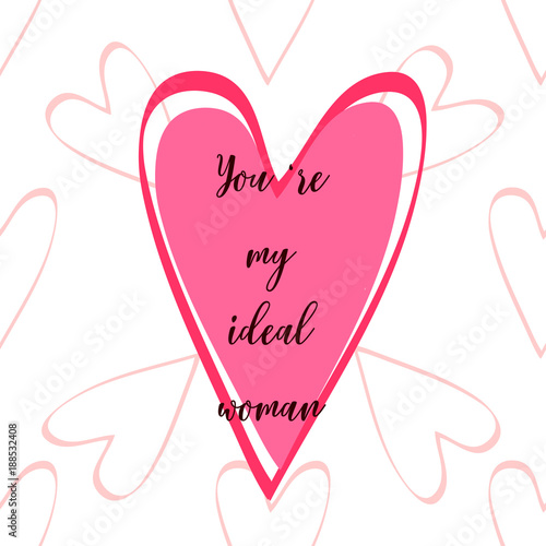Fotografie, Obraz Valentine's day card with hearts and quote "Yo're incredible"