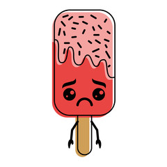 Sticker - kawaii ice cream stick cartoon character vector illustration