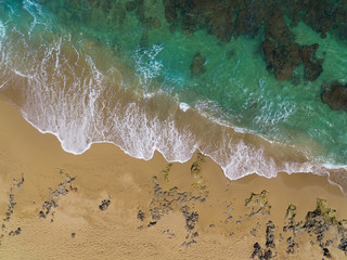 Wall Mural - Beautiful sandy beach with coral reef,