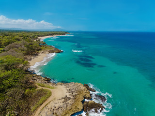 Wall Mural - Tropical coastline, view frome above, Dominican Republic, Perla Marina