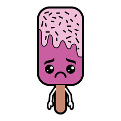 Poster - kawaii ice cream stick cartoon character vector illustration