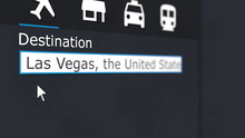 Buying Airplane Ticket To Las Vegas Online. Travelling To The United States Conceptual 3D Rendering