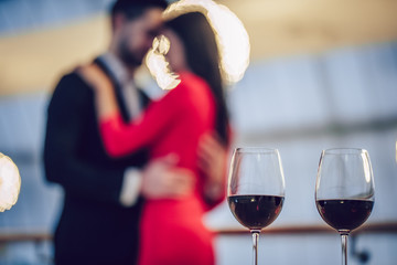 Romantic couple in restaurant