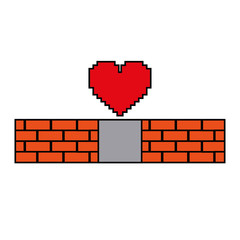 Sticker - pixelated heart love life game arcade vector illustration