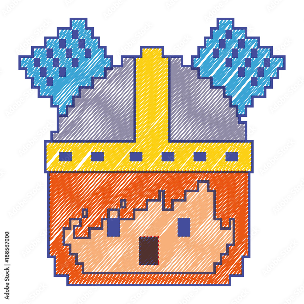 pixel character face knight with helmet game vector illustration Stock ...