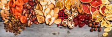 Different Dried Fruits On A Wooden Surface