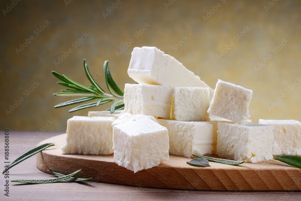 Feta cheese with rosemary - obrazy, fototapety, plakaty 