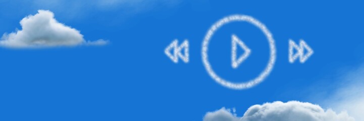 Sticker - Play and next buttons Cloud Icons with sky