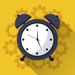 Sticker - time clock alarm work team icon vector illustration