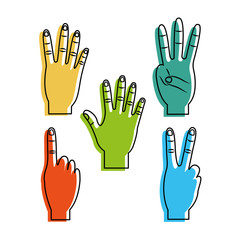 Sticker - set of hands differents gestures vector ilustration