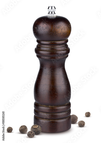 Cuadros en Lienzo Pepper mill isolated on white background