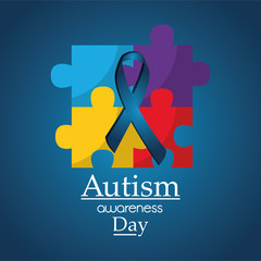 Poster - autism awareness day poster medical help vector illustration