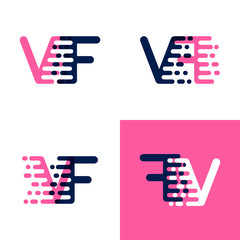 Fototapete - FV letters logo with accent speed in pink and drak purple