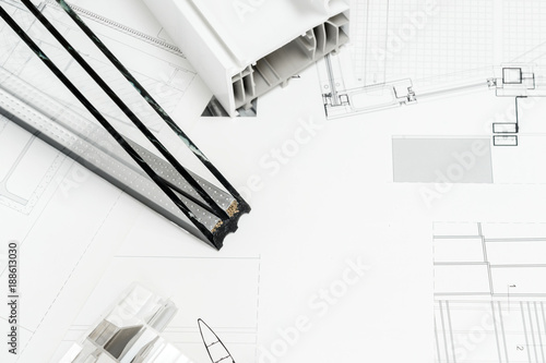 A Cross Section Of Window Design Of Pvc Profiles For Window Triple Glazing Cross Selection Technical Drawing On Background Buy This Stock Photo And Explore Similar Images At Adobe Stock