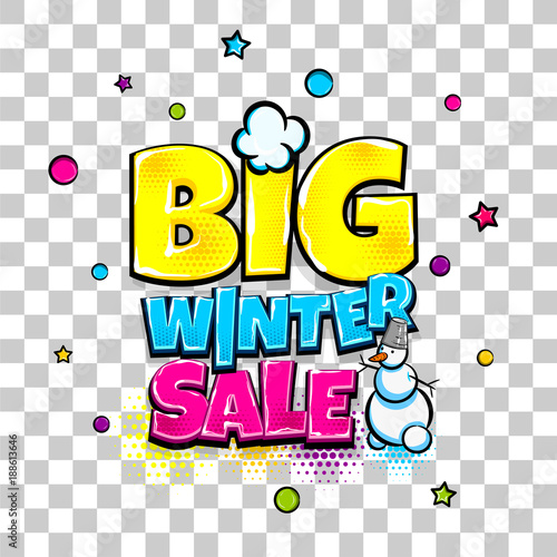 Big Winter Sale Comic Text Pop Art Advertise Offer Discount Price