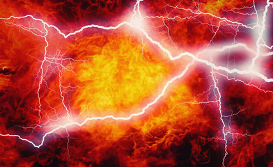 Poster - Background of fire. Explosion of energy. (Strength, danger, power concept)