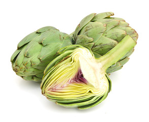 Fresh Artichokes isolated on white background