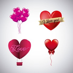 Poster - set of love hearts romantic passion image vector illustration