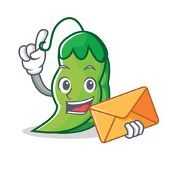 Poster - With envelope peas character cartoon style