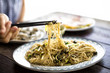 Taiwanese traditional food : oyster thin noodless