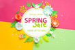 Spring sale. Banner, flyer, invitation, posters, brochure voucher discount Advertising Cut from paper.