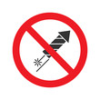 Forbidden sign with firework rocket glyph icon