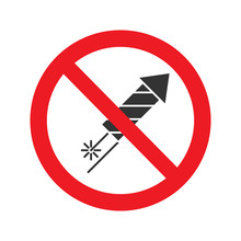Forbidden Sign With Firework Rocket Glyph Icon