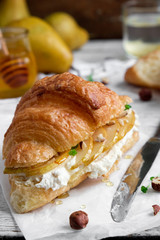 Wall Mural - croissant with pear, cream cheese and honey