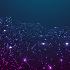 Blockchain network concept , Distributed ledger, computer connection technology, matrix coded background.