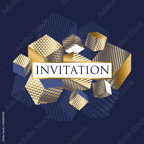 Concept 3d illusion geometric cubes composition for surface design and web. V...