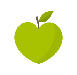 Wall Mural - Heart shaped green apple