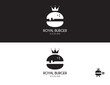 Burger logo design. Royal hamburger of flat style. Fast food icon.