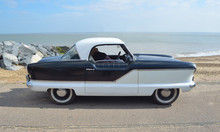  Classic Black And White Nash  Metropolitan Motor  Car Parked On Seafront Promenade.   