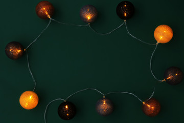 Wall Mural - Festive christmas lights on dark background